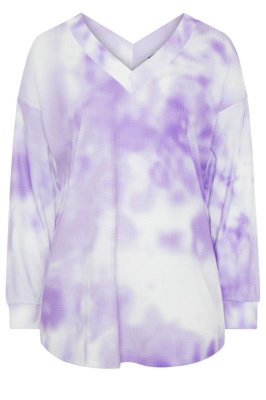 Purple V-Neck Tie Dye Sweatshirt 