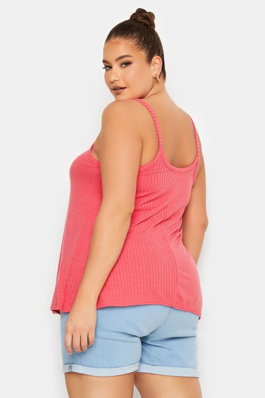 LIMITED COLLECTION Plus Size Hot Pink Button Down Cami Top | Yours Clothing  4