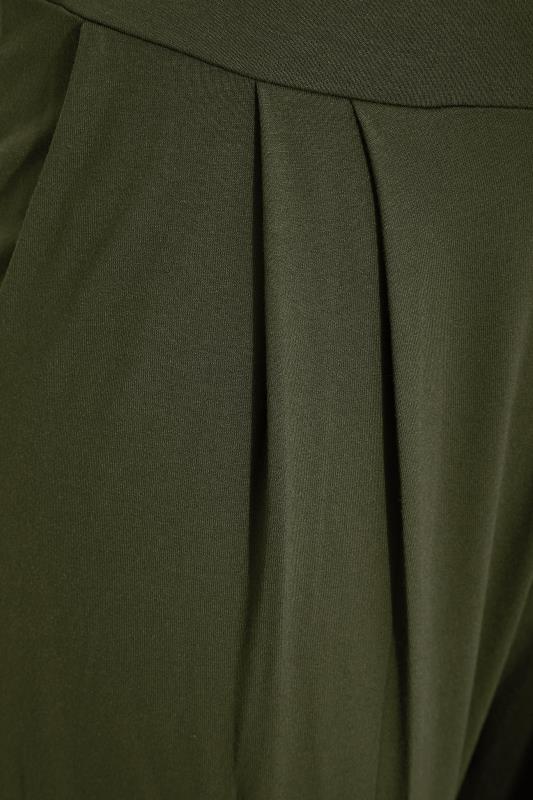 LIMITED COLLECTION Curve Khaki Green Pleated Wide Leg Trousers 5