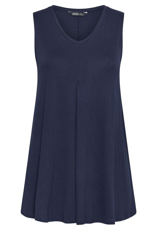 YOURS Plus Size Navy Blue V-Neck Swing Vest Top | Yours Clothing 5