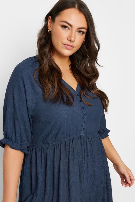 LIMITED COLLECTION Plus Size Navy Blue Textured Midaxi Dress | Yours Clothing  4