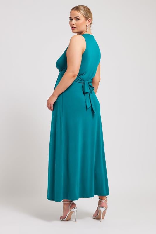YOURS LONDON Plus Size Green Knot Front Maxi Dress | Yours Clothing 3