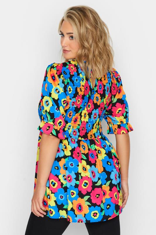 LIMITED COLLECTION Curve Plus Size Blue Floral Print Shirred Blouse | Yours Clothing  3