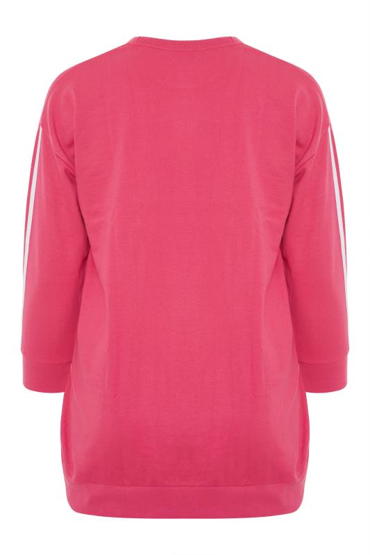 Plus Size Hot Pink 'NYC' Embellished Varsity Sweatshirt | Yours Clothing 7