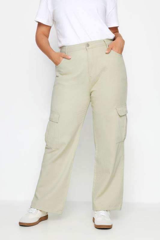 Plus Size Stone Brown Cargo Jeans | Yours Clothing 1