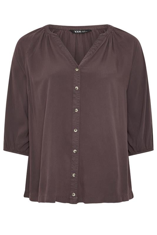 YOURS Plus Size Brown Chambray Blouse | Yours Clothing 5