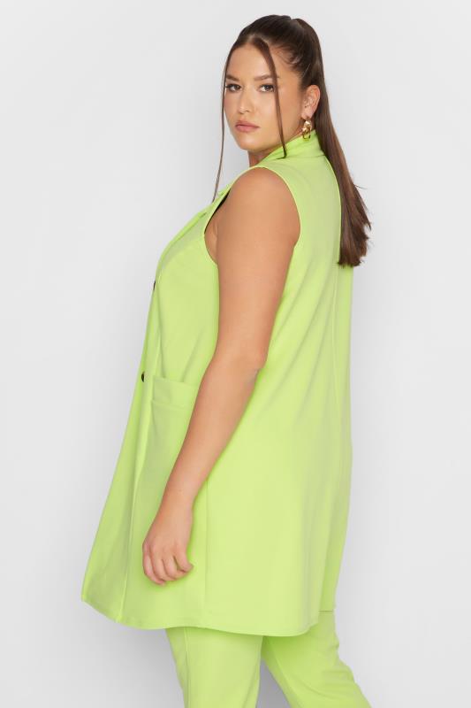 LIMITED COLLECTION Curve Lime Green Button Front Sleeveless Blazer 3