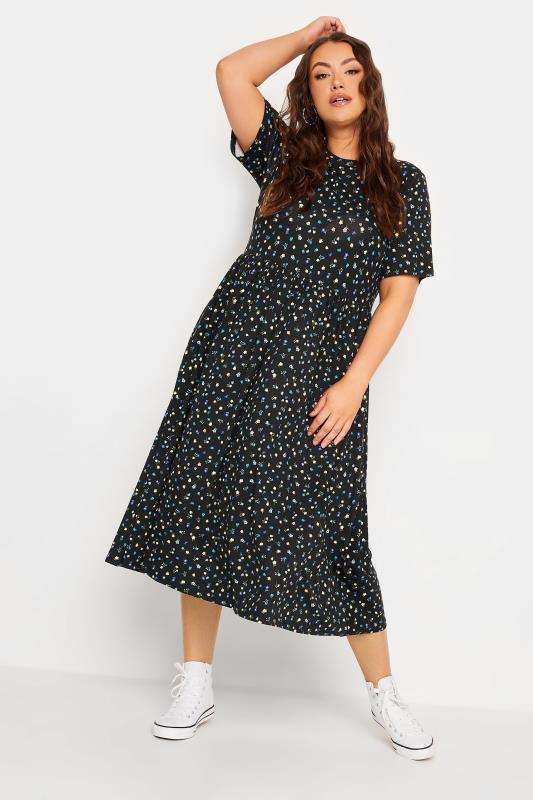 Black ditsy print clearance dress