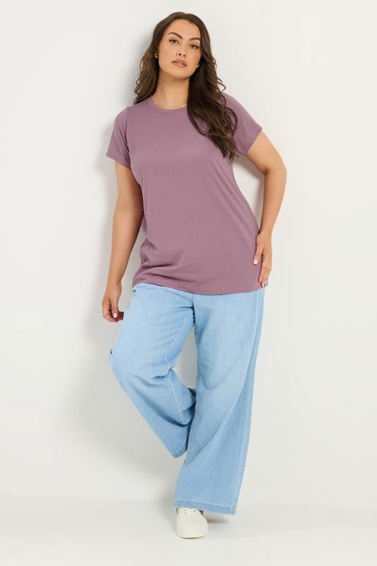 YOURS Plus Size Light Purple Core T-Shirt | Yours Clothing 1