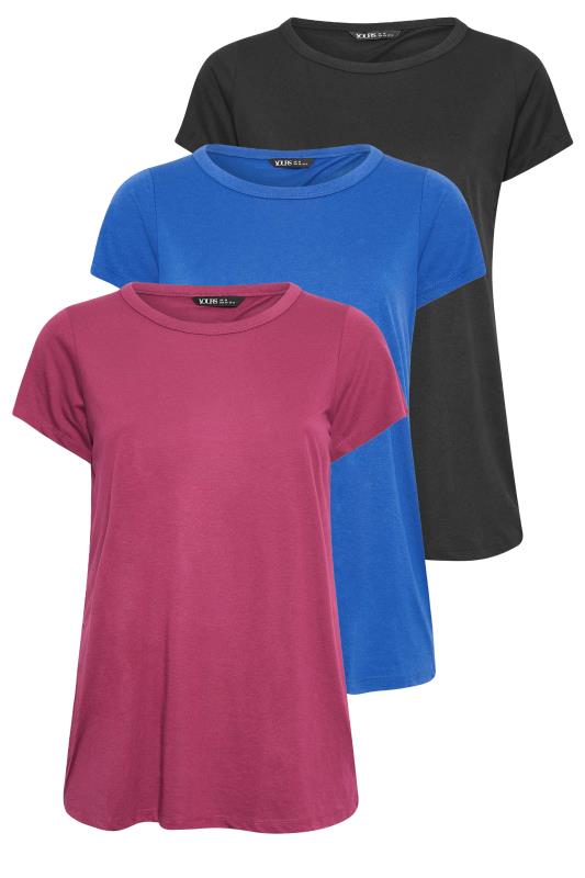 YOURS 3 PACK Plus Size Blue & Pink T-Shirts | Yours Clothing 8