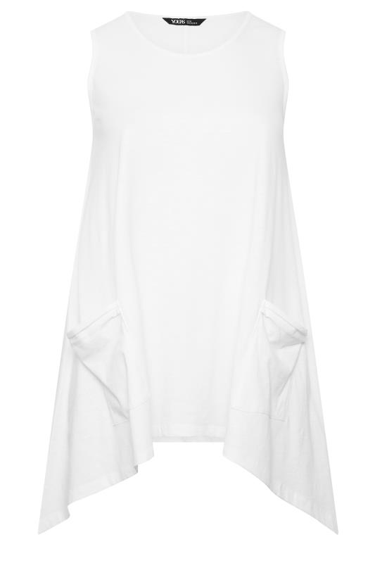 YOURS Curve Plus Size White Hanky Hem Vest Top | Yours Clothing  6
