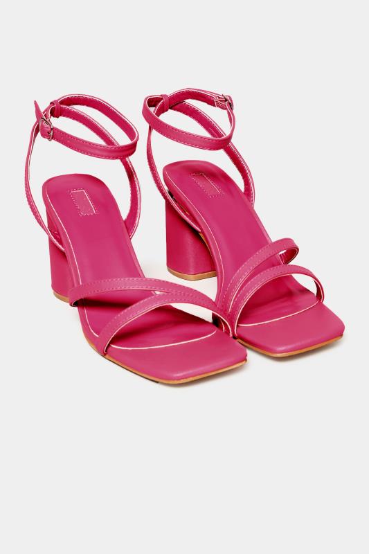 LIMITED COLLECTION Hot Pink Asymmetrical Block Heel Sandal In Wide E Fit & Extra Fit EEE Fit 2
