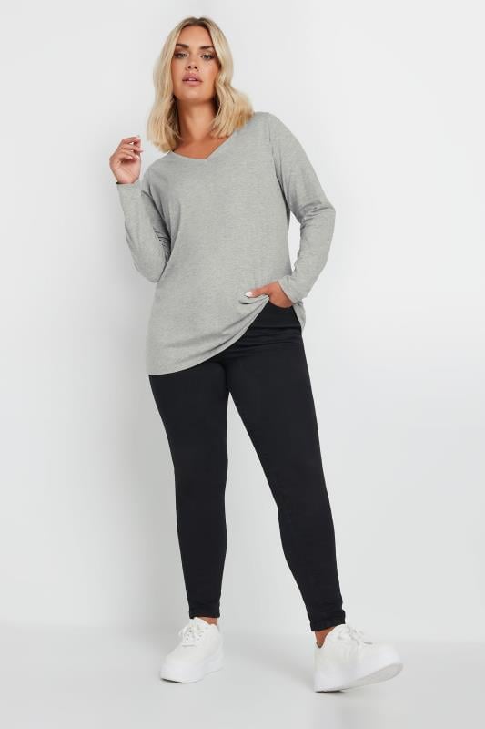 YOURS Plus Size Grey Core Long Sleeve T-Shirt | Yours Clothing 2