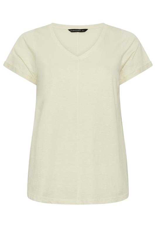 EVANS Plus Size Natural V-Neck Cotton T-Shirt | Evans 5