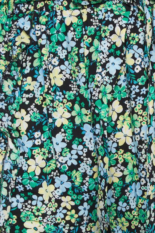 YOURS Plus Size Green Floral Print Frill Wide Leg Trousers | Yours Clothing 4