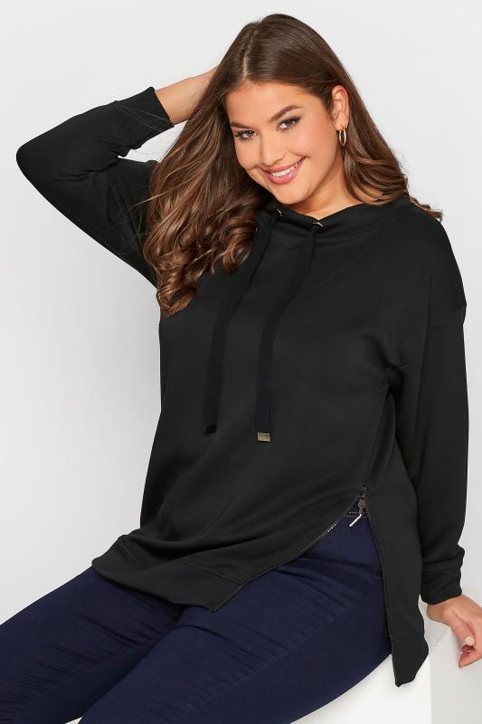 Plus Size Black Side Zip Sweatshirt | Yours Clothing 4
