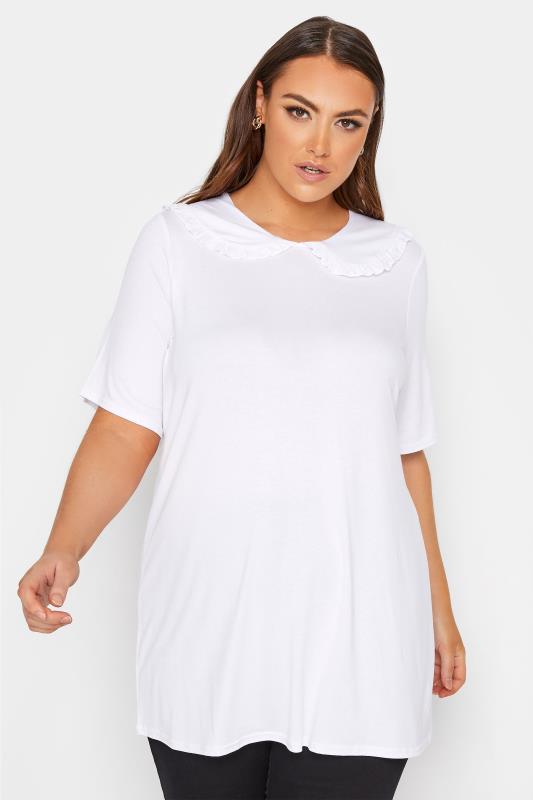 LIMITED COLLECTION Curve White Frill Collar Top 1