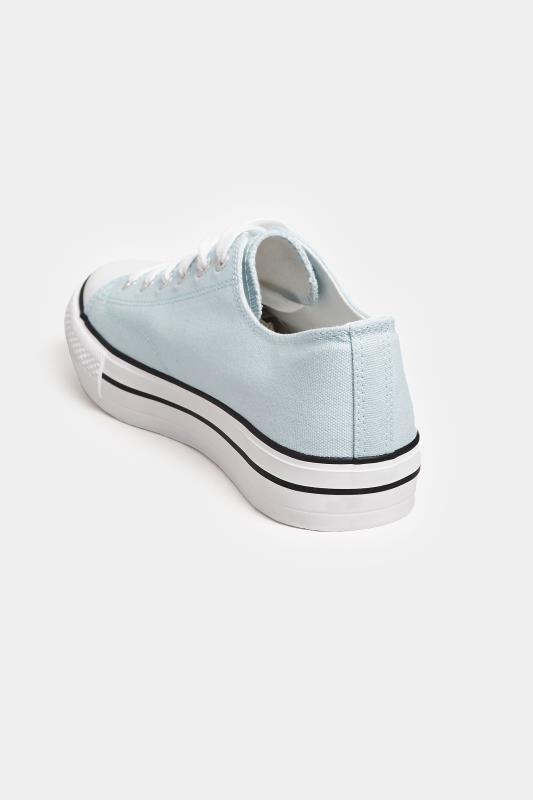 Light Blue Canvas Platform Sole Low Trainers In Wide E Fit | Yours Clothing  4
