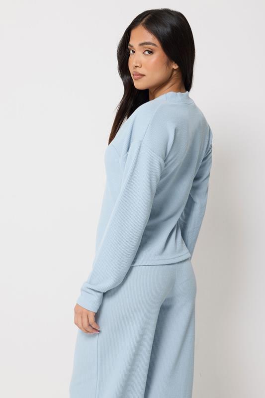 PixieGirl Petite Women's Set Light Blue Ribbed Top & Trousers | PixieGirl 4
