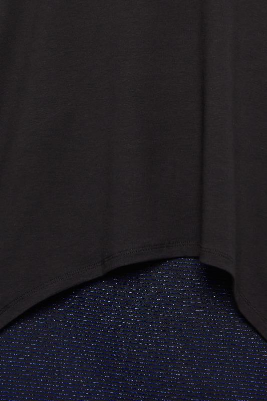 YOURS Curve Plus Size Black & Navy Blue Glitter Soft Touch Layered Blouse | Yours Clothing  5