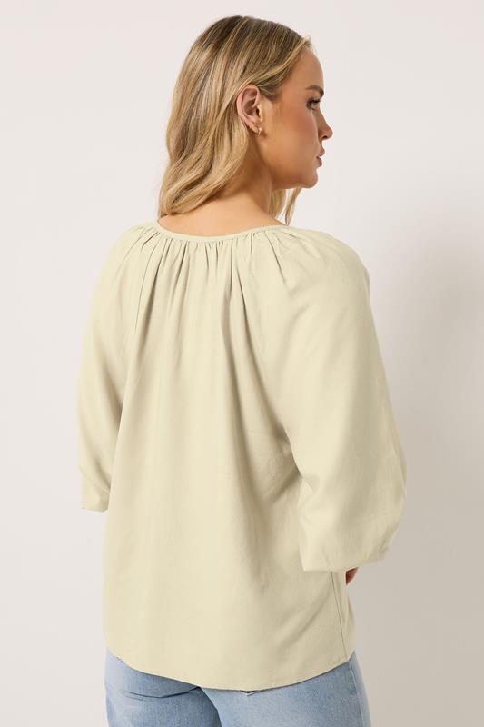 LTS Tall Women's Stone Brown Tie Front Linen Blouse | Long Tall Sally 5