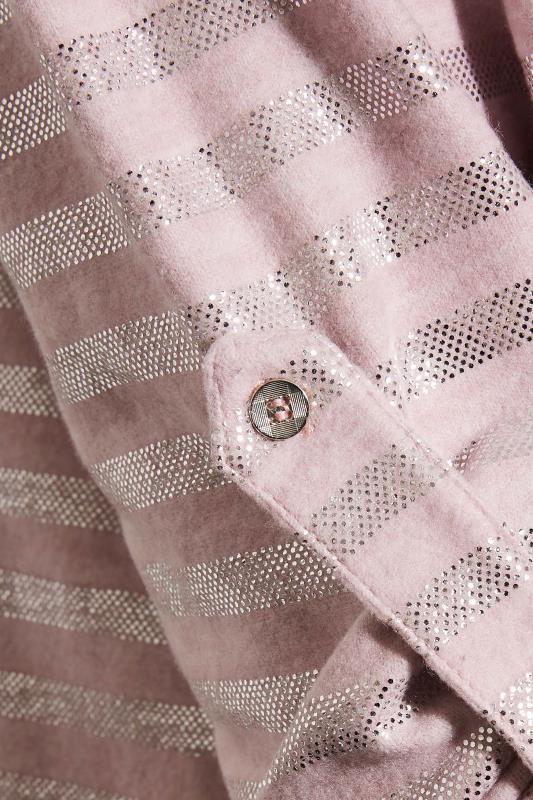 Curve Plus Size Blush Pink Foil Stripe Cardigan | Yours Clothing 5