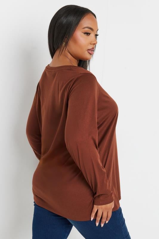 YOURS Plus Size 3 PACK Brown Long Sleeve T-Shirts | Yours Clothing  6