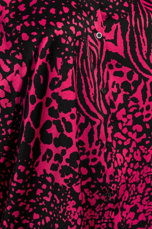 YOURS LONDON Plus Size Pink Mixed Animal Print Satin Shirt | Yours Clothing 5