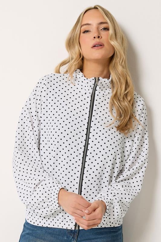 LTS Tall Women's White Polka Dot Funnel Neck Jacket | Long Tall Sally 4