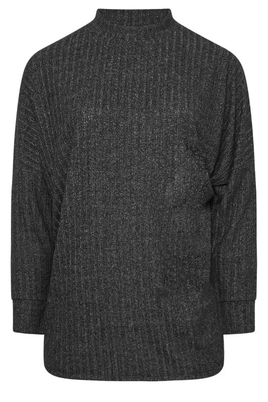 YOURS Plus Size Charcoal Grey Ribbed Jumper | Yours Clothing 5