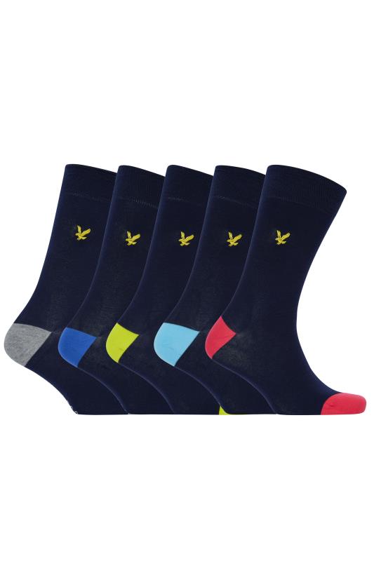 Men's  LYLE & SCOTT 5 PACK Navy Blue Branded Crew Socks