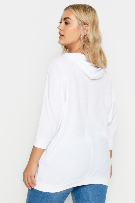 YOURS Plus Size White 'Manhattan' Slogan Hoodie | Yours Clothing 3
