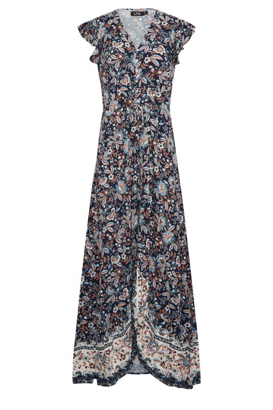 LTS Tall Women's Navy Blue Floral Print Border Maxi Dress | Long Tall Sally 6