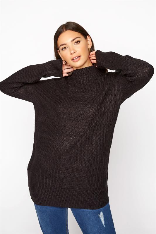 Tall  LTS Black Turtle Neck Knitted Jumper