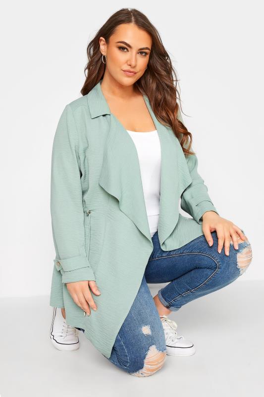 Plus Size Sage Green Waterfall Jacket | Yours Clothing  4