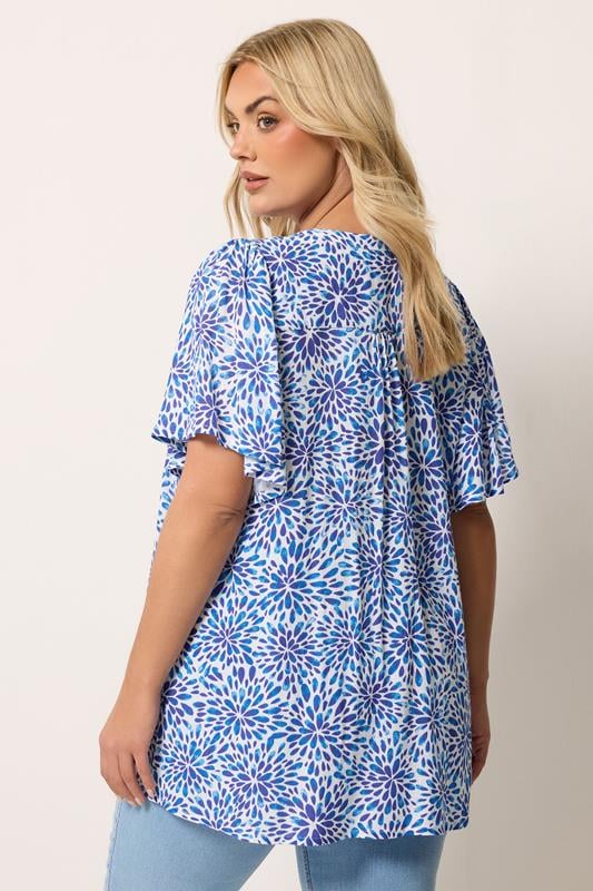 YOURS Plus Size Blue Floral Pintuck Blouse | Yours Clothing 2