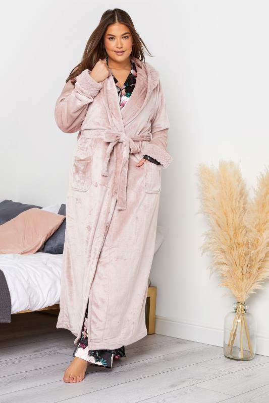  Grande Taille LTS Tall Pink Faux Fur Trim Dressing Gown