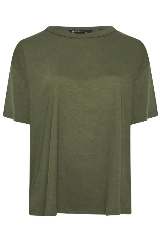 LIMITED COLLECTION Plus Size Khaki Green Step Hem Top | Yours Clothing 5