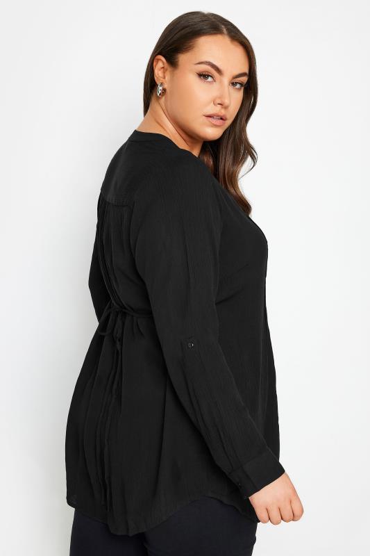YOURS Plus Size Black Embellished Pintuck Shirt | Yours Clothing 3