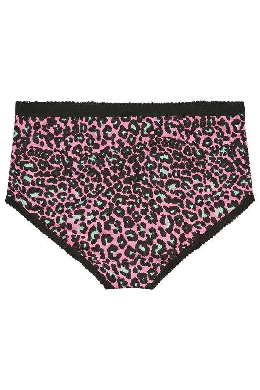 Plus Size 5 PACK Bright Pink Animal Print High Waisted Full Briefs | Yours Clothing  9