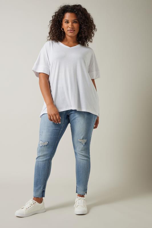 Evans Mid Blue Skinny Ripped Jeans 2