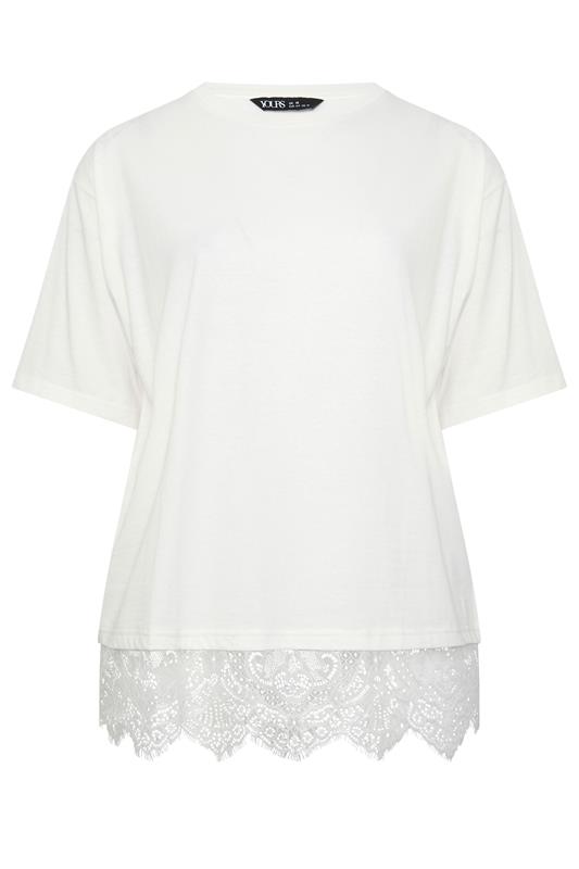 YOURS Plus Size Ivory White Lace T-Shirt | Yours Clothing 5
