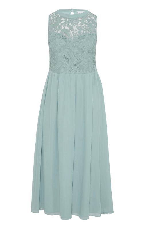 YOURS LONDON Curve Ice Blue Lace Front Chiffon Maxi Bridesmaid Dress 7