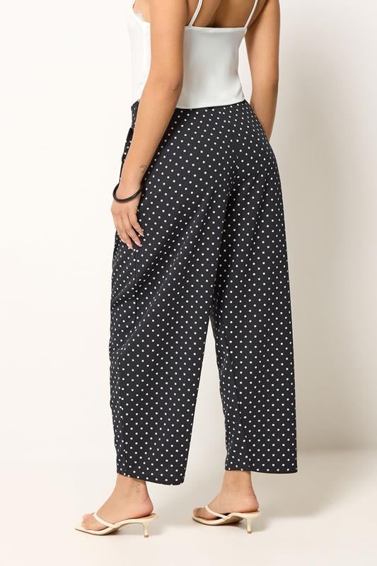 PixieGirl Petite Women's Black Polka Dot Barrel Leg Trousers | PixieGirl 2