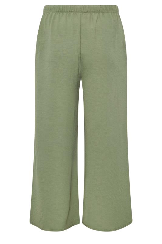 YOURS Plus Size Khaki Green Twill Wide Leg Trousers | Yours Clothing 6