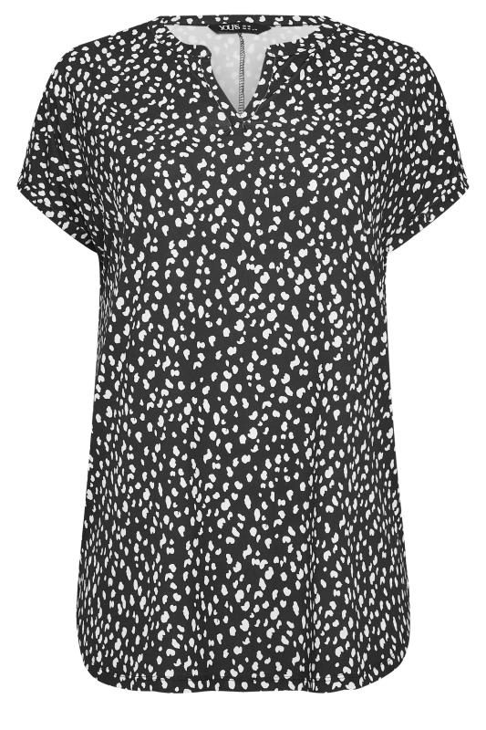 YOURS Curve Plus Size Black Animal Print V-Neck T-Shirt | Yours Clothing  7