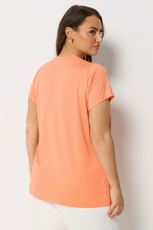 YOURS Plus Size Light Orange Short Sleeve Core T-Shirt | Yours Clothing 2