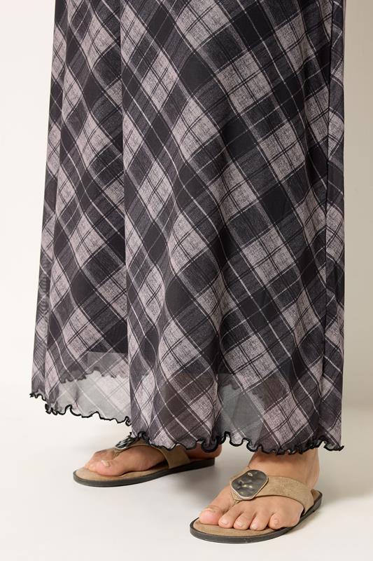 YOURS Plus Size Purple Check Mesh Skirt | Yours Clothing 4
