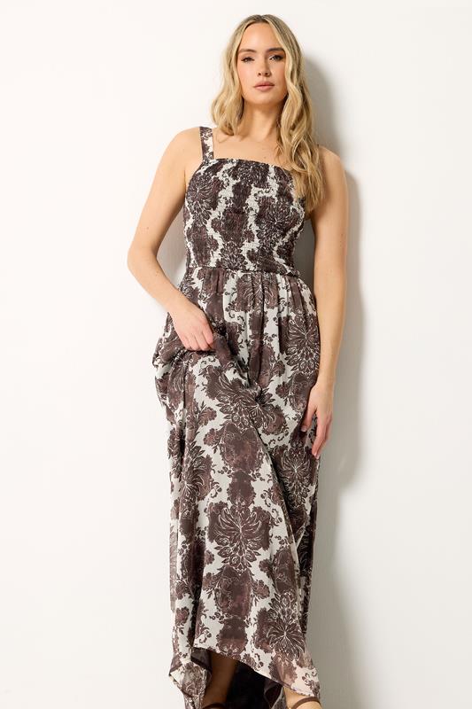 LTS Tall Women's Chocolate Brown Paisley Maxi Dress | Long Tall Sally 1