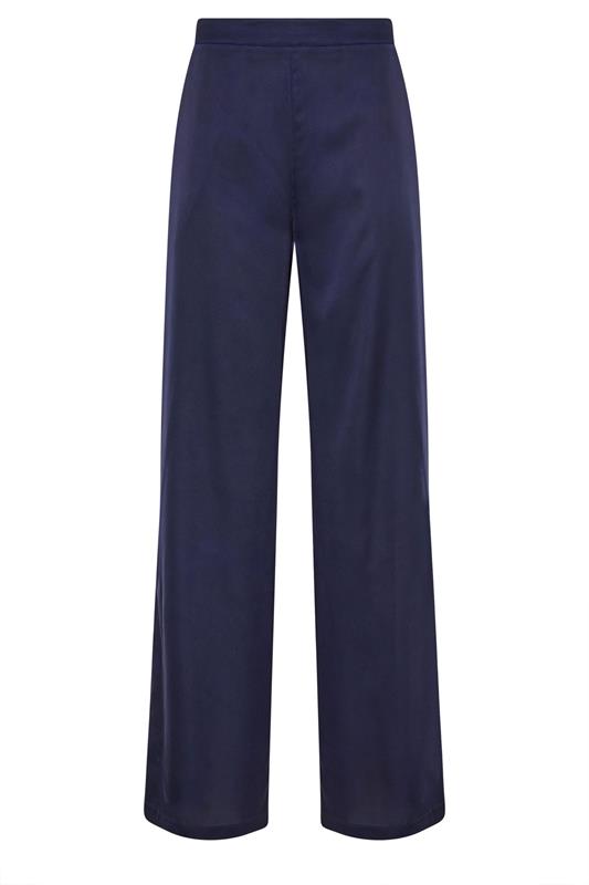 LTS Tall Women's Navy Blue Satin Wide Leg Trousers | Long Tall Sally 6
